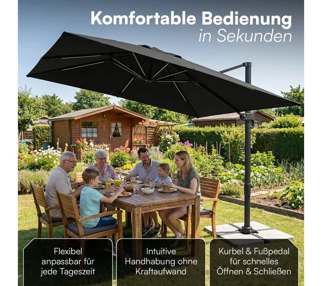 STEELSØN Sonnenschirm Lyrion Schwarz mit LED-Beleuchtung - Bild 5