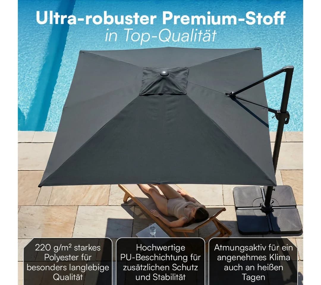 STEELSØN Sonnenschirm Elaris Ampelschwarz 300x300 cm - Bild 5