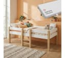 Bellabino Hochbett Aspy mit Rausfallschutz 90x200 cm Natur/Weiß Bild 2