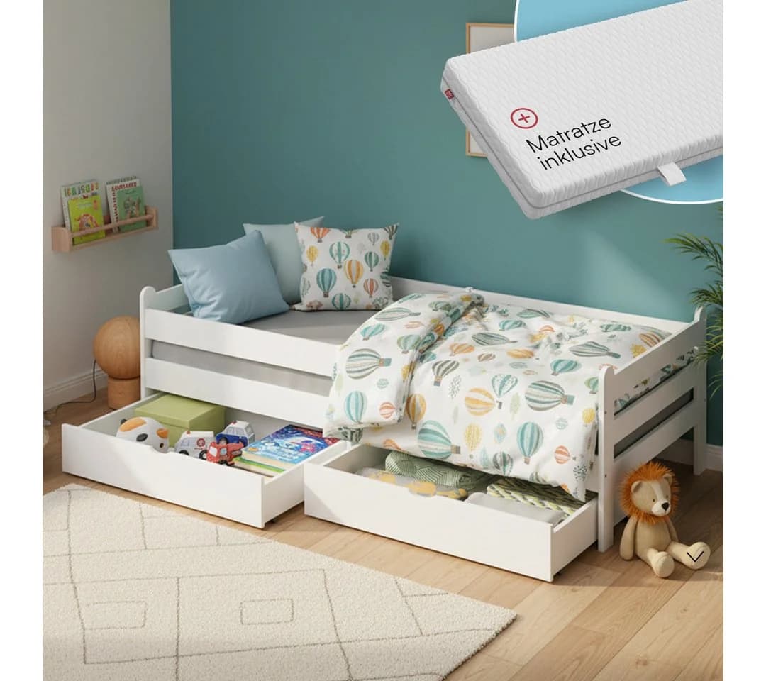 Bellabino Kinderbett Kuru Weiß mit Matratze und Schubladen - Bild 2