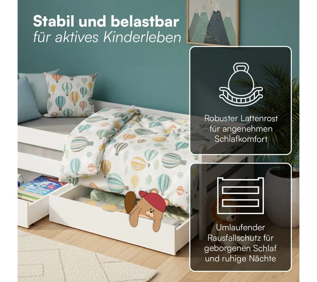 Bellabino Kinderbett Kuru Weiß mit Matratze und Schubladen - Bild 3