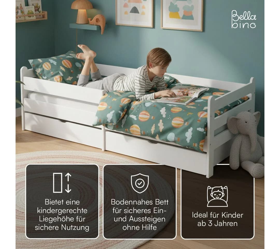 Bellabino Kinderbett Kuru Weiß mit Matratze und Schubladen - Bild 4