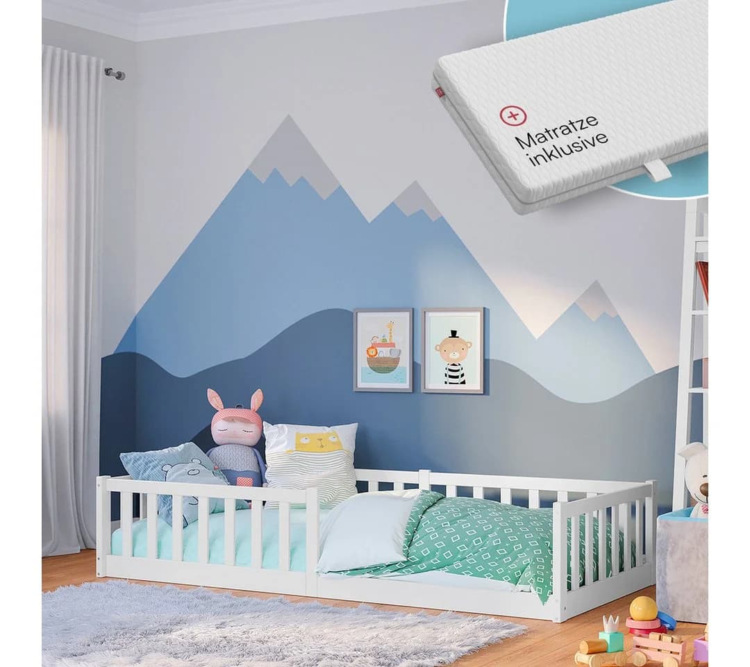 Bellabino Kinderbett Vere Weiß mit Matratze und Rausfallschutz - Bild 2