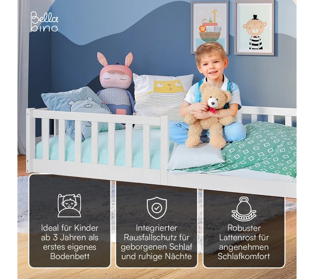 Bellabino Kinderbett Vere Weiß mit Matratze und Rausfallschutz - Bild 3