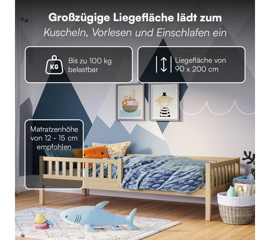 Bellabino Kinderbett Vils Massivholz Kiefer mit Rausfallschutz - Bild 4