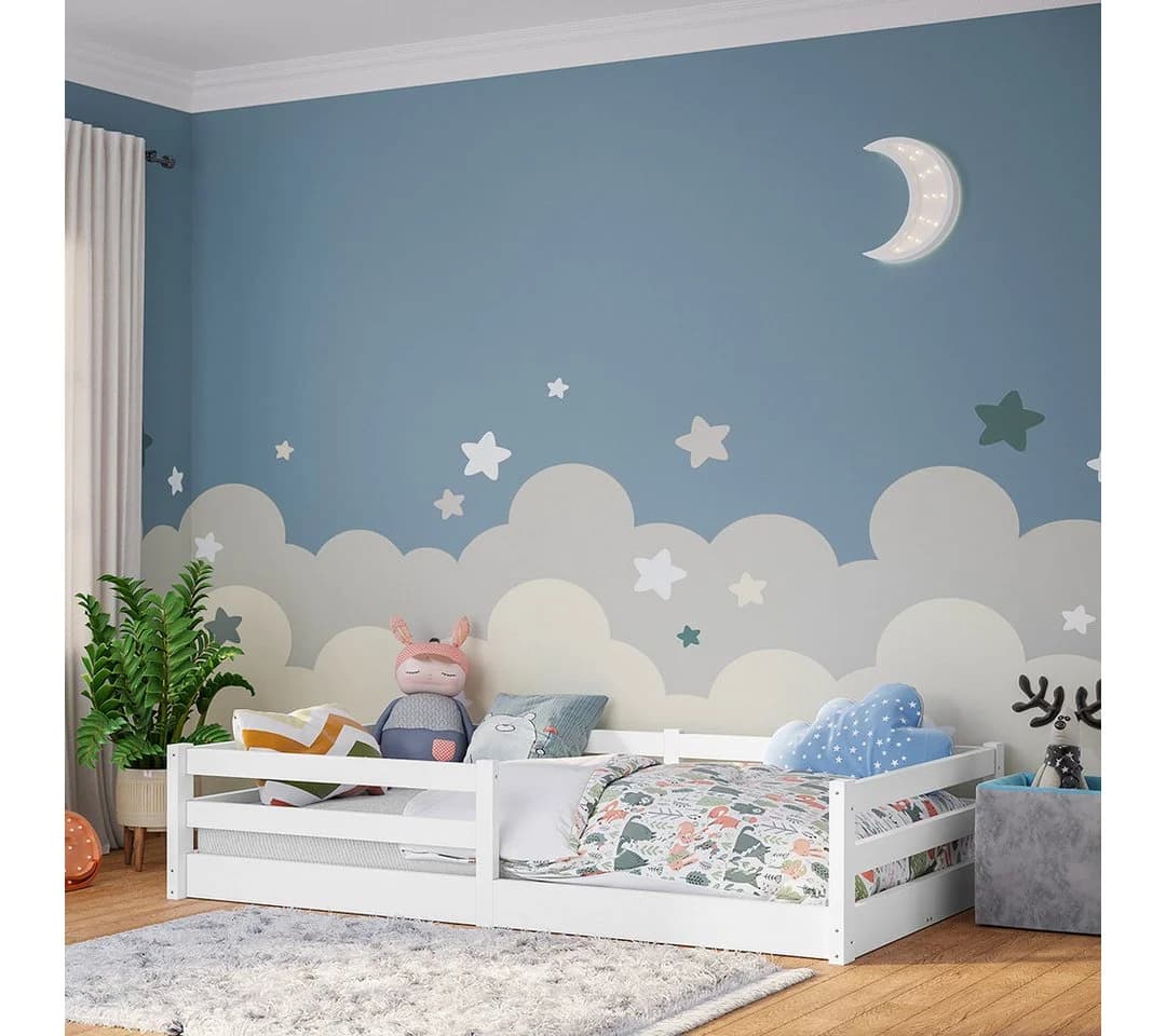 Bellabino Kinderbett Iskri Bodenbett mit Rausfallschutz und Lattenrost Weiß - Bild 2
