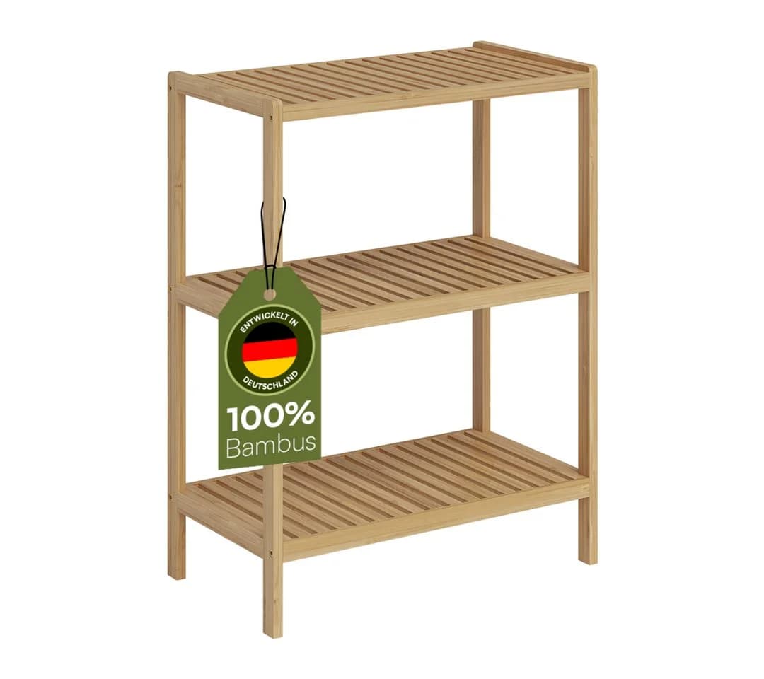 Bellamio Badregal Newa Bambus 3 Ebenen Lackiert Beige - Bild 2
