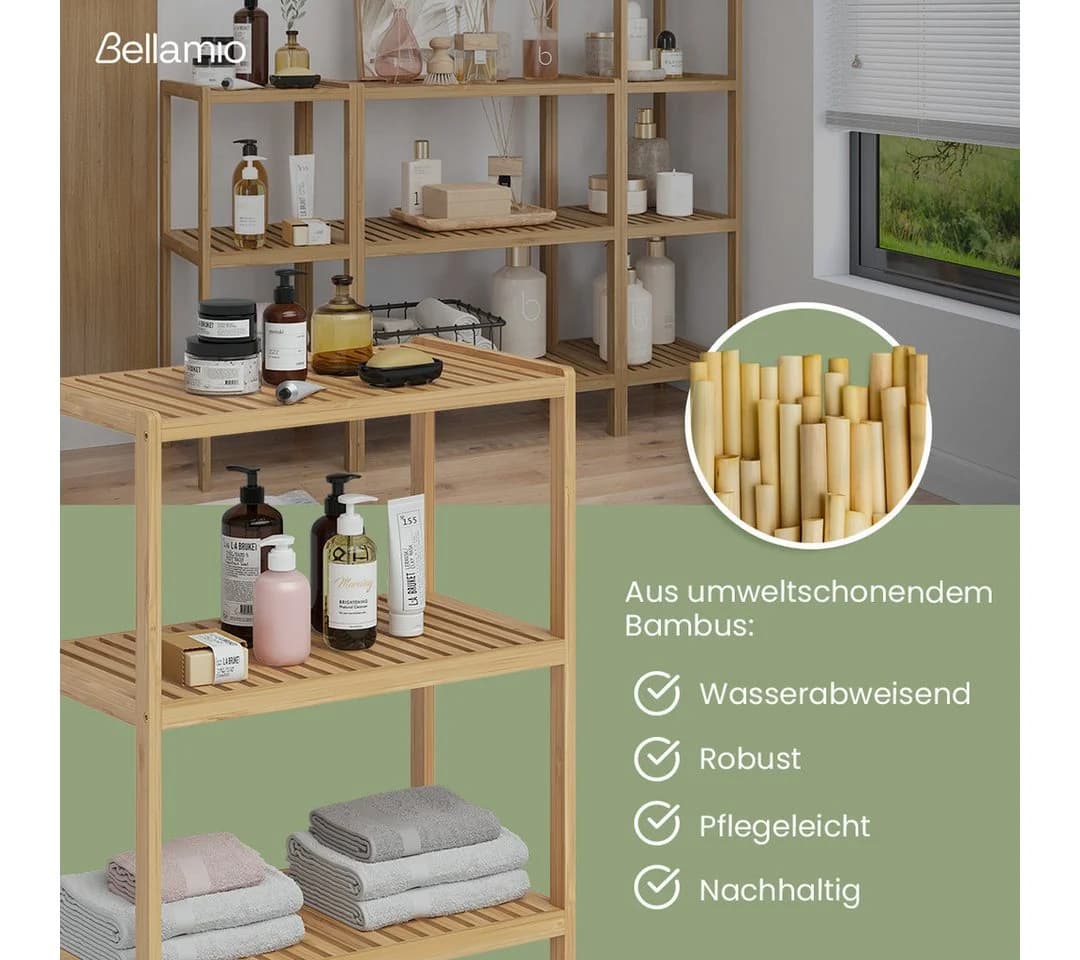 Bellamio Badregal Newa Bambus 3 Ebenen Lackiert Beige - Bild 3