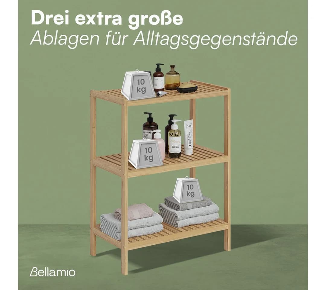 Bellamio Badregal Newa Bambus 3 Ebenen Lackiert Beige - Bild 4