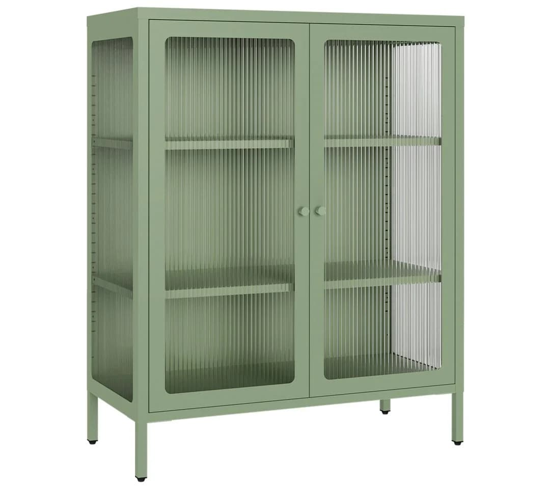 skølm Highboard Norns mit Glastüren Mintgrün Metallkommode - Bild 2