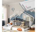 Bellabino Hausbett Bela mit Gästebett und Matratze Weiß Massivholz Bild 2