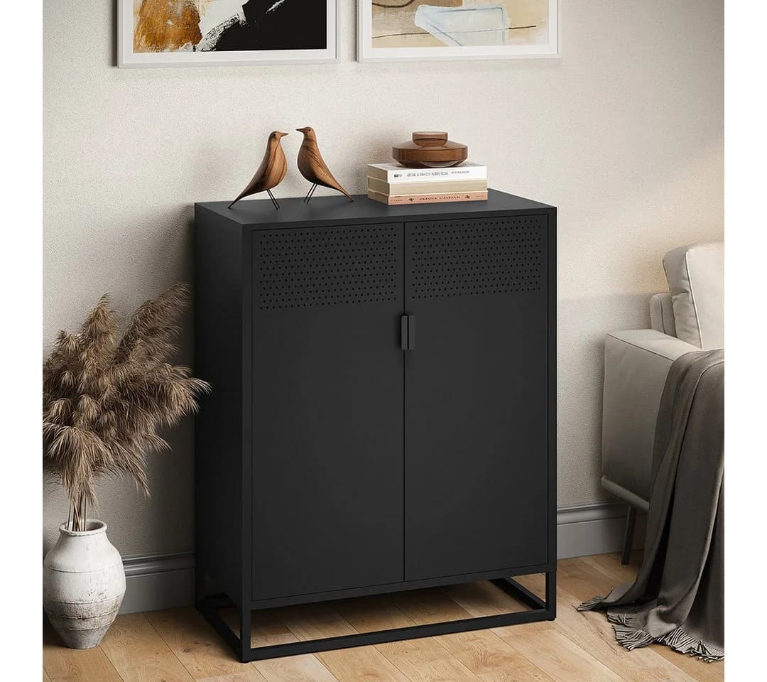 skølm Kommode Izar Metall Schwarz Highboard Doppeltür - Bild 2