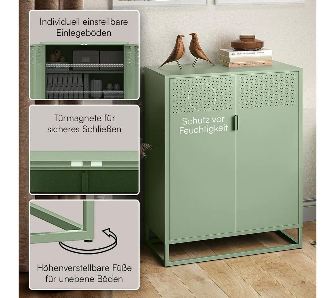 skølm Kommode Izar Metall Mintgrün Highboard mit Doppeltür - Bild 3