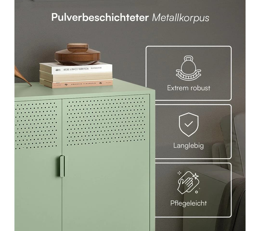 skølm Kommode Izar Metall Mintgrün Highboard mit Doppeltür - Bild 4