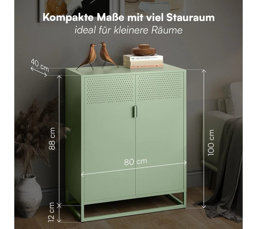 skølm Kommode Izar Metall Mintgrün Highboard mit Doppeltür - Bild 5
