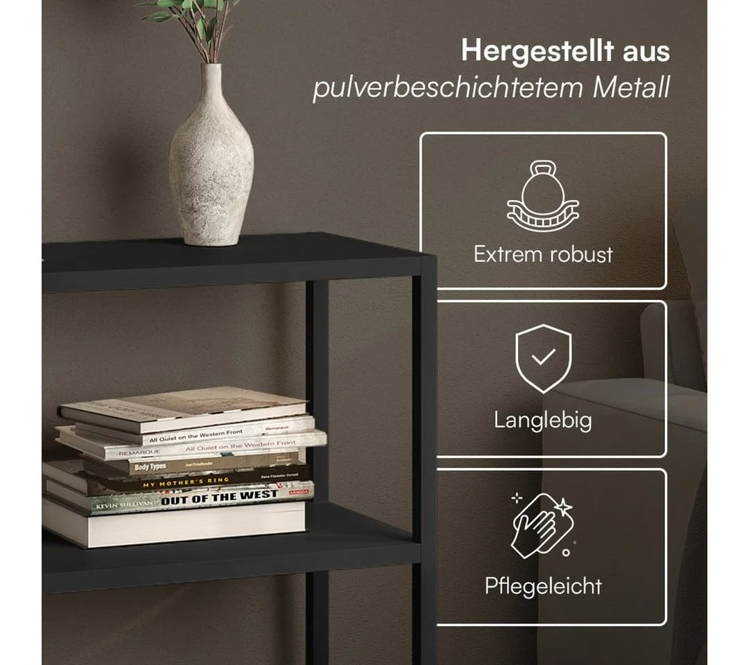 skølm Konsolentisch Skadi Schwarz Metallregal mit 2 Ablageflächen - Bild 4