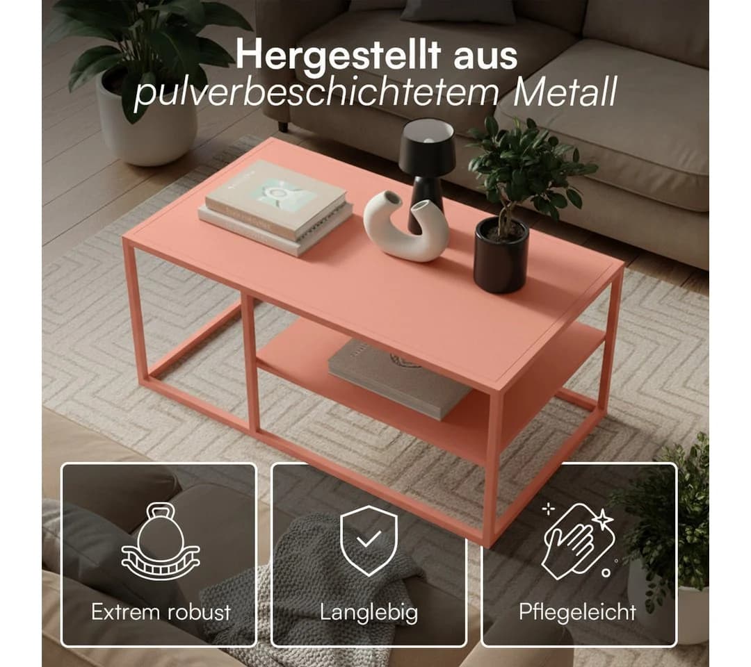 skølm Couchtisch Skadi Metall mit 2 Ablagen Terrakotta - Bild 5