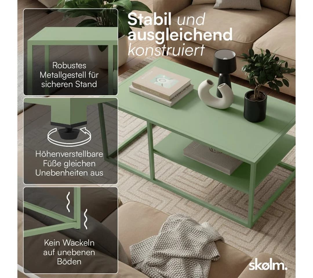 skølm Couchtisch Skadi Metall 2 Ablagen Mintgrün - Bild 3