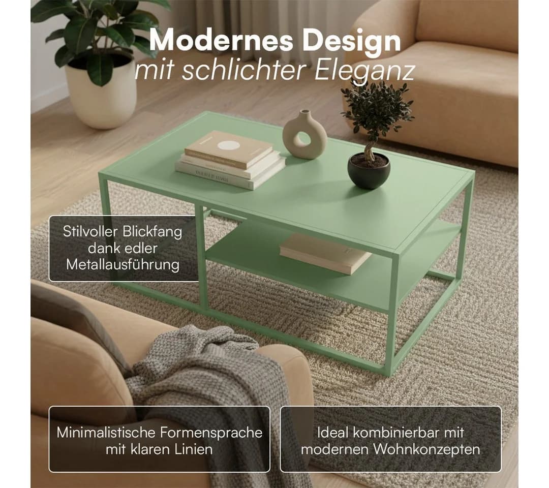 skølm Couchtisch Skadi Metall 2 Ablagen Mintgrün - Bild 5