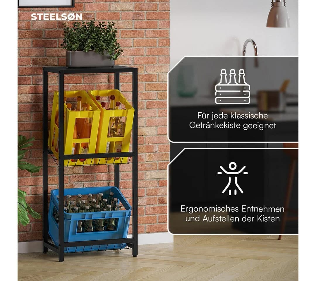 STEELSØN Flaschenregal Montune Schwarz Getränkekistenregal mit Ablagefläche - Bild 3