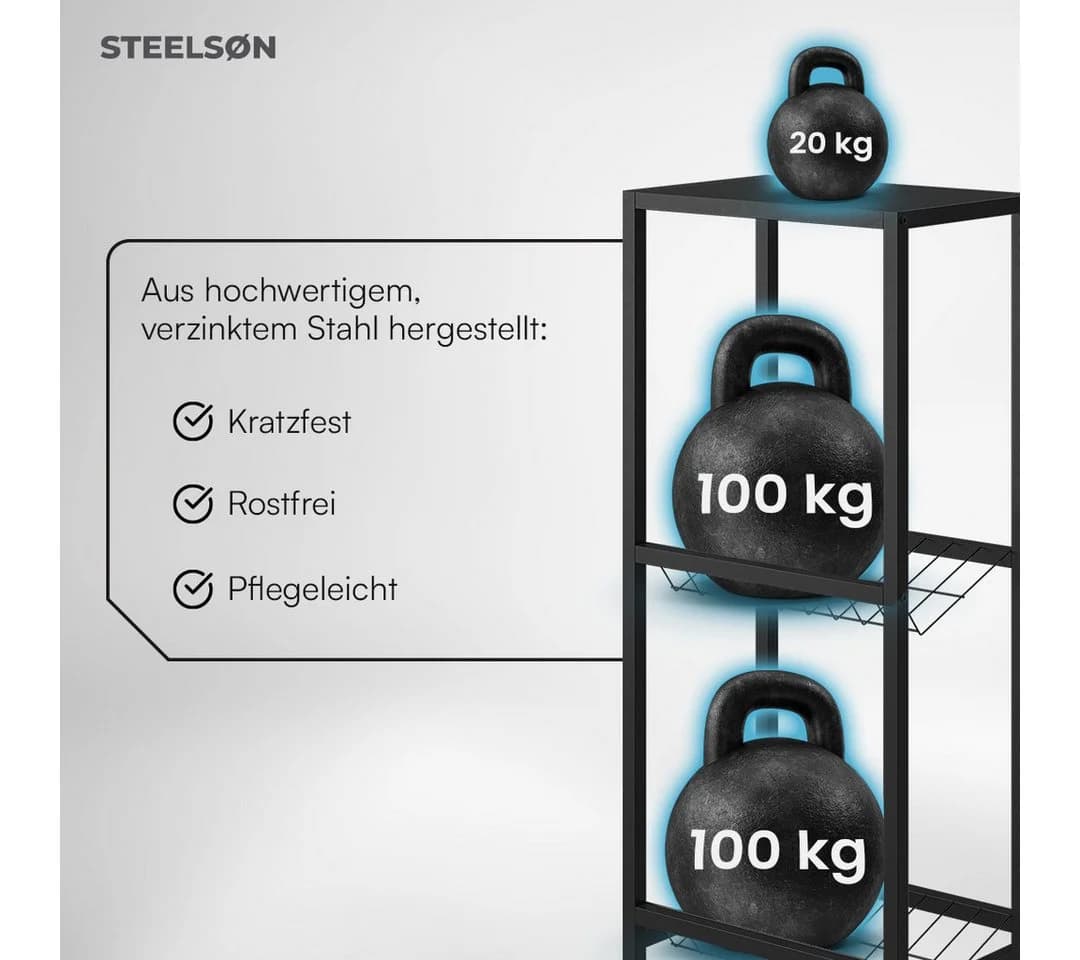 STEELSØN Flaschenregal Montune Schwarz Getränkekistenregal mit Ablagefläche - Bild 4