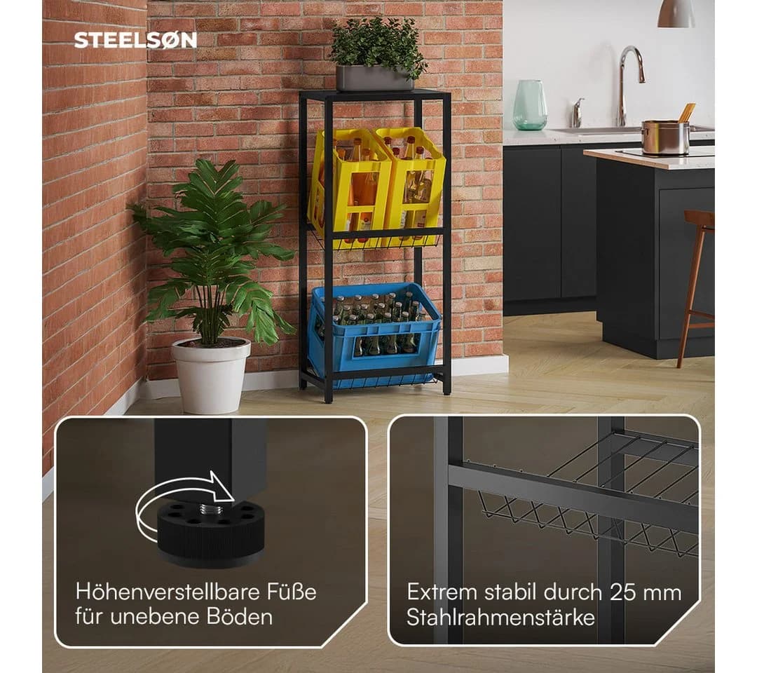 STEELSØN Flaschenregal Montune Schwarz Getränkekistenregal mit Ablagefläche - Bild 5