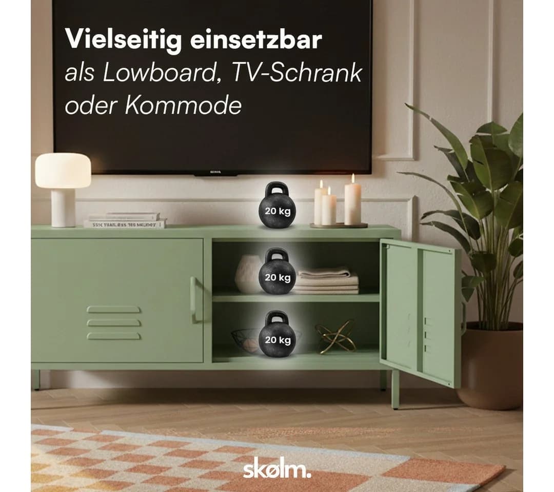 skølm Lowboard Atria Metall Mintgrün 4 Fächer 2 Türen - Bild 3