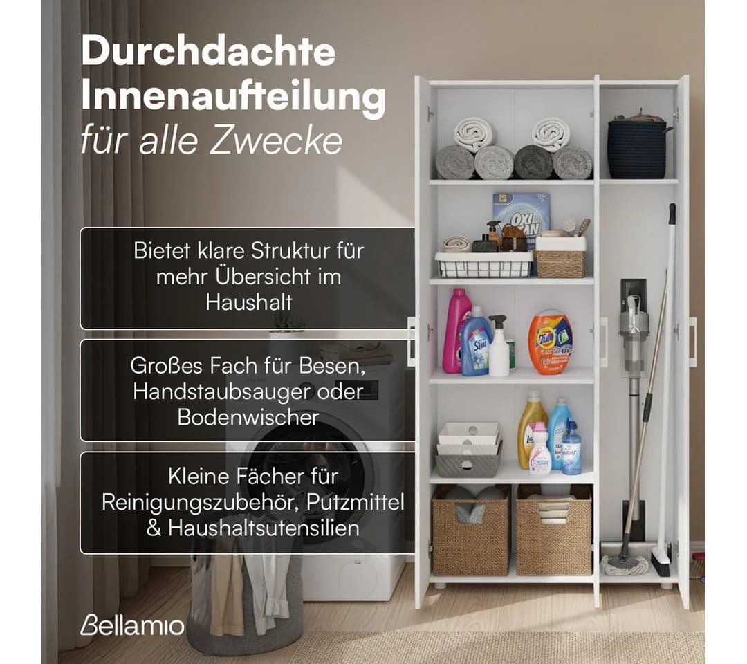 Bellamio Mehrzweckschrank Apol Weiß 3 Türen 7 Fächer - Bild 3