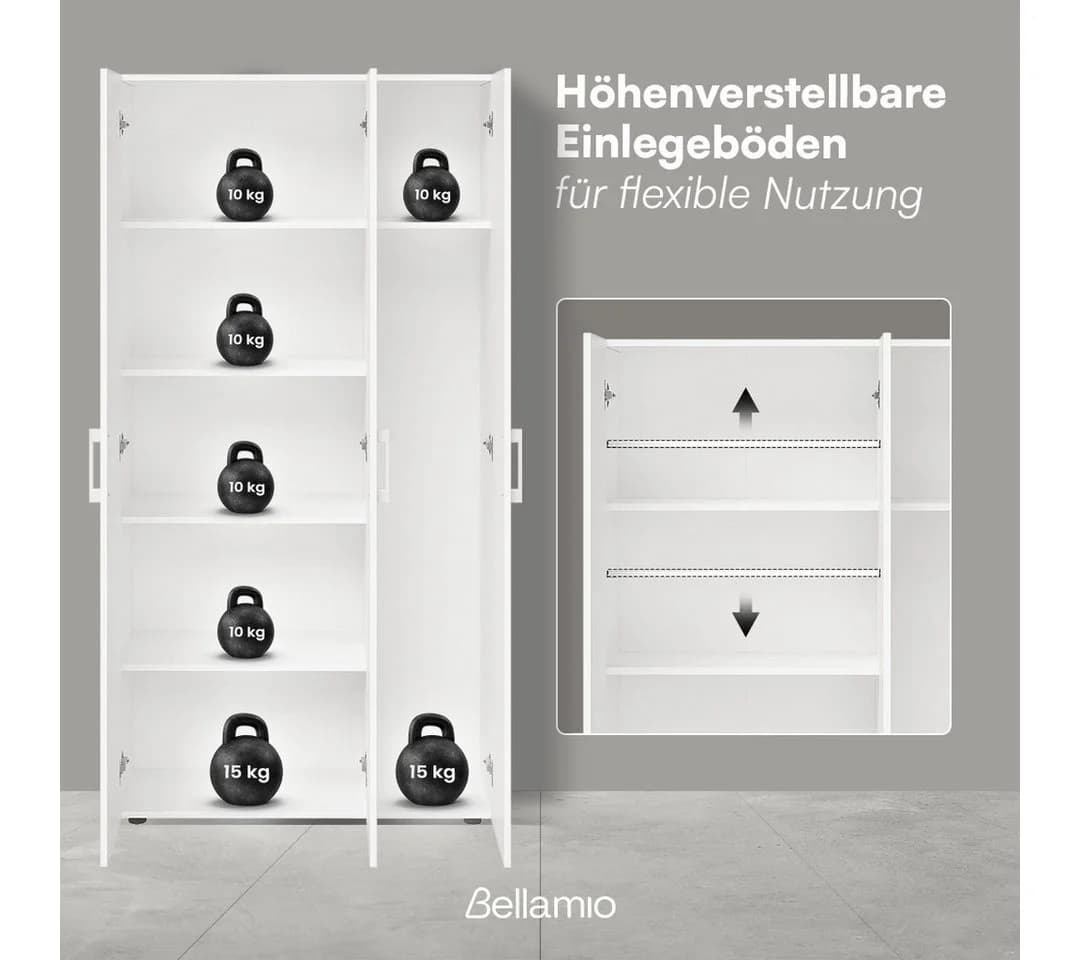 Bellamio Mehrzweckschrank Apol Weiß 3 Türen 7 Fächer - Bild 4