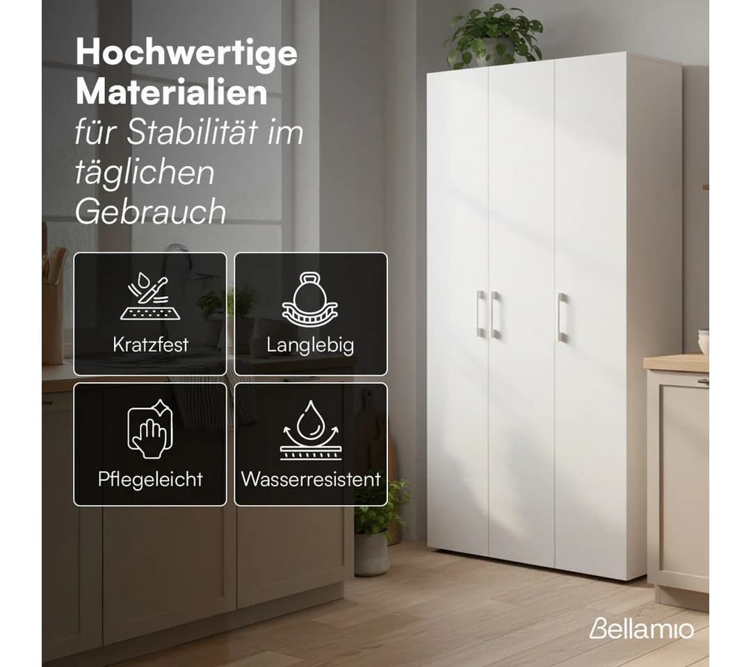 Bellamio Mehrzweckschrank Apol Weiß 3 Türen 7 Fächer - Bild 5