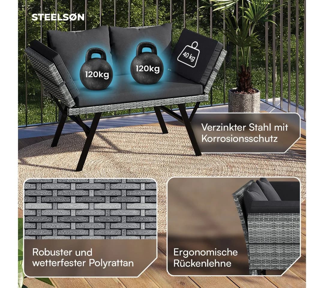 STEELSØN Gartenbank Elytra Verstellbare Armlehnen - Bild 3