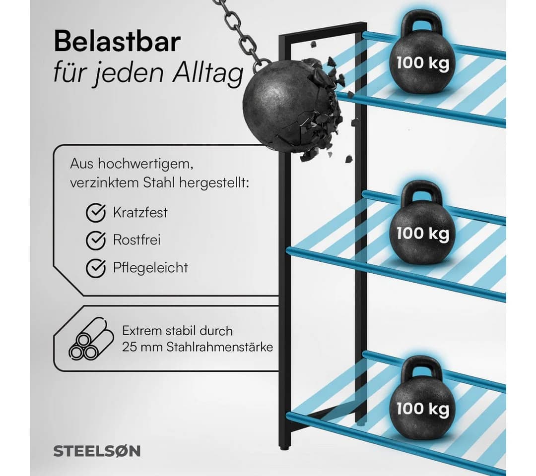 STEELSØN Flaschenregal Mystra Schwarz Stahl Getränkekistenregal für 6 Kisten - Bild 3