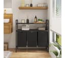 STEELSØN Wäschekorb Rigil Metall 3 Fächer 120 L Schwarz Bild 1