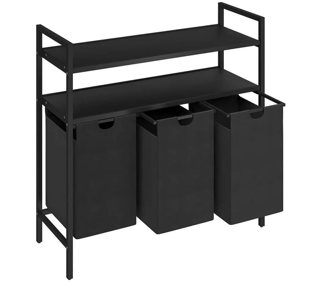 STEELSØN Wäschekorb Rigil Metall 3 Fächer 120 L Schwarz - Bild 2