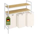 STEELSØN Wäschekorb Rigil Metall 3 Fächer 120 L Bambus Ablagen Weiß Bild 2