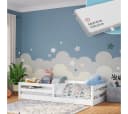 Bellabino Kinderbett Iskri Bodenbett mit Rausfallschutz und Matratze Weiß Bild 2