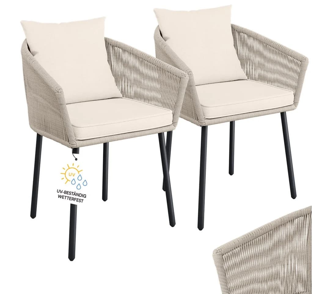 STEELSØN Gartenstuhl Nair 2er Set Beige Polyrattan - Bild 2