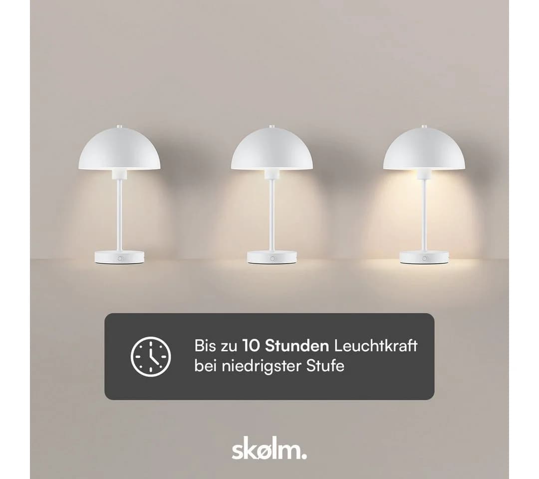 skølm Tischleuchte Aeriala mit Akku, Weiß, dimmbar, LED, Pilzform - Bild 3