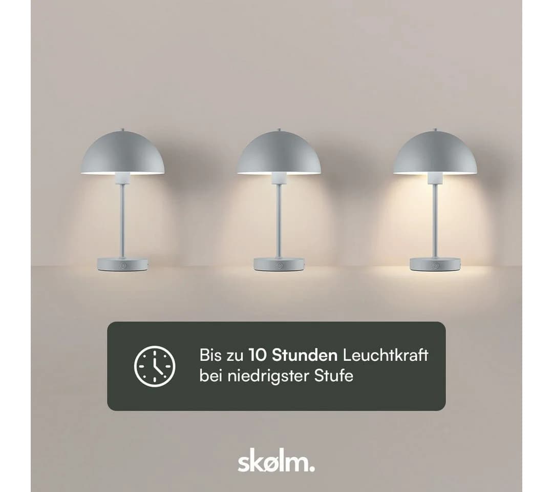 skølm Tischleuchte Aeriala mit Akku, Grau, LED Tischleuchte aufladbar, Pilzform - Bild 5