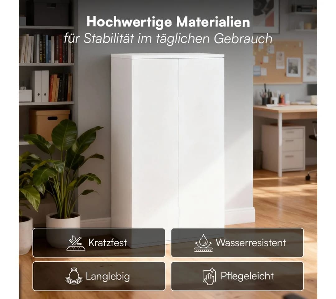 Bellamio Mehrzweckschrank Ais Weiß Push-to-Open Türen Aktenschrank