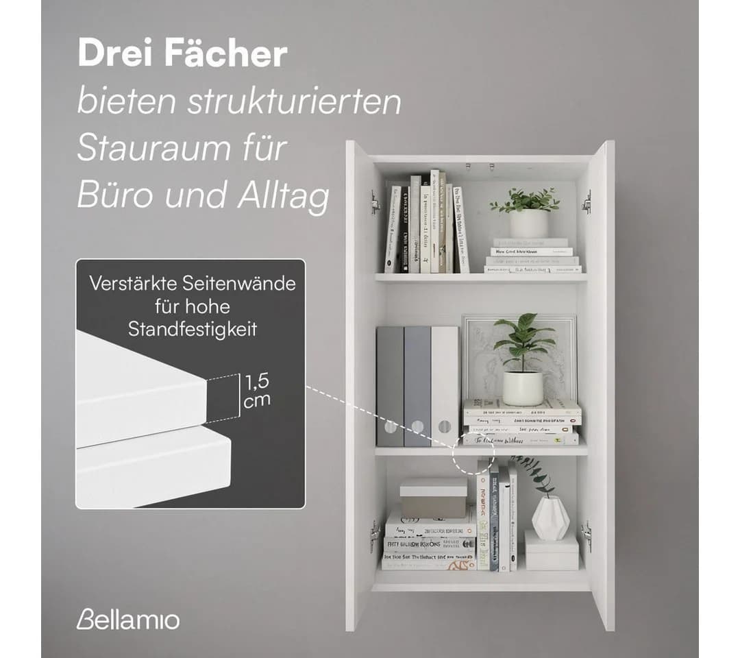 Bellamio Mehrzweckschrank Ais Weiß Push-to-Open Türen Aktenschrank - Bild 4
