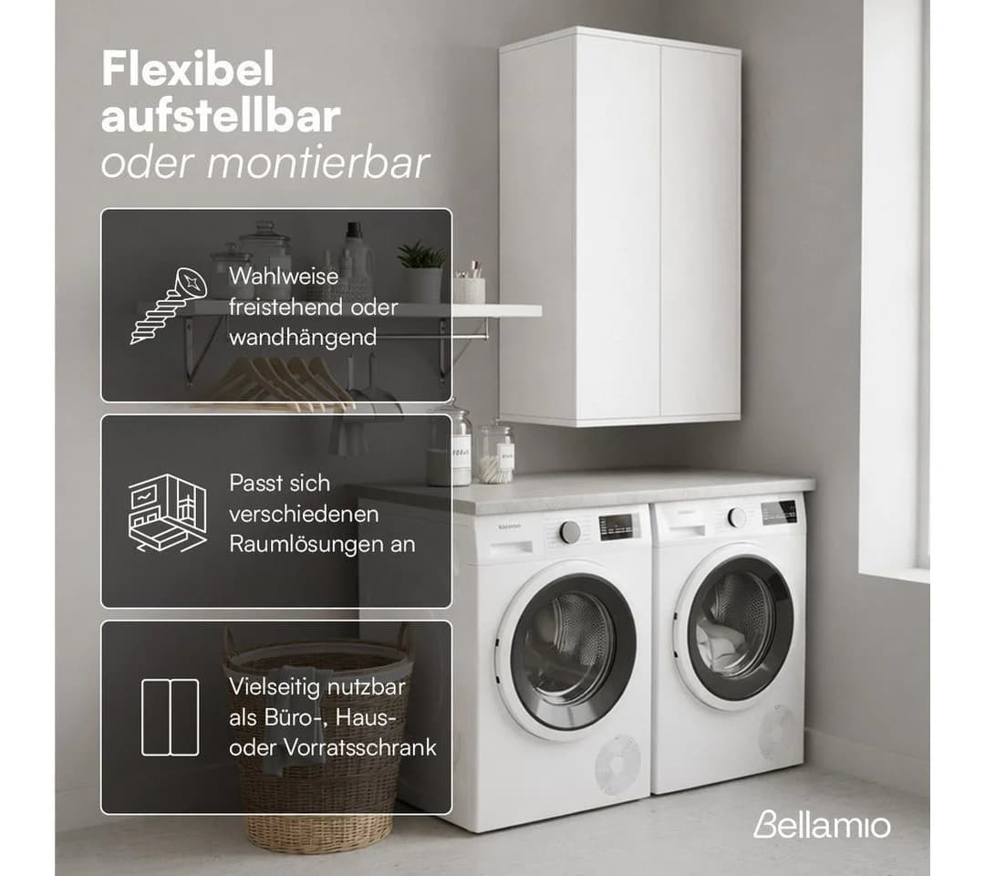 Bellamio Mehrzweckschrank Ais Weiß Push-to-Open Türen Aktenschrank - Bild 5