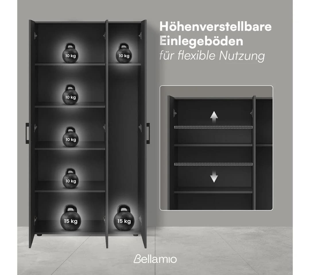 Bellamio Mehrzweckschrank Apol Anthrazitschwarz Akten- und Besenschrank - Bild 4
