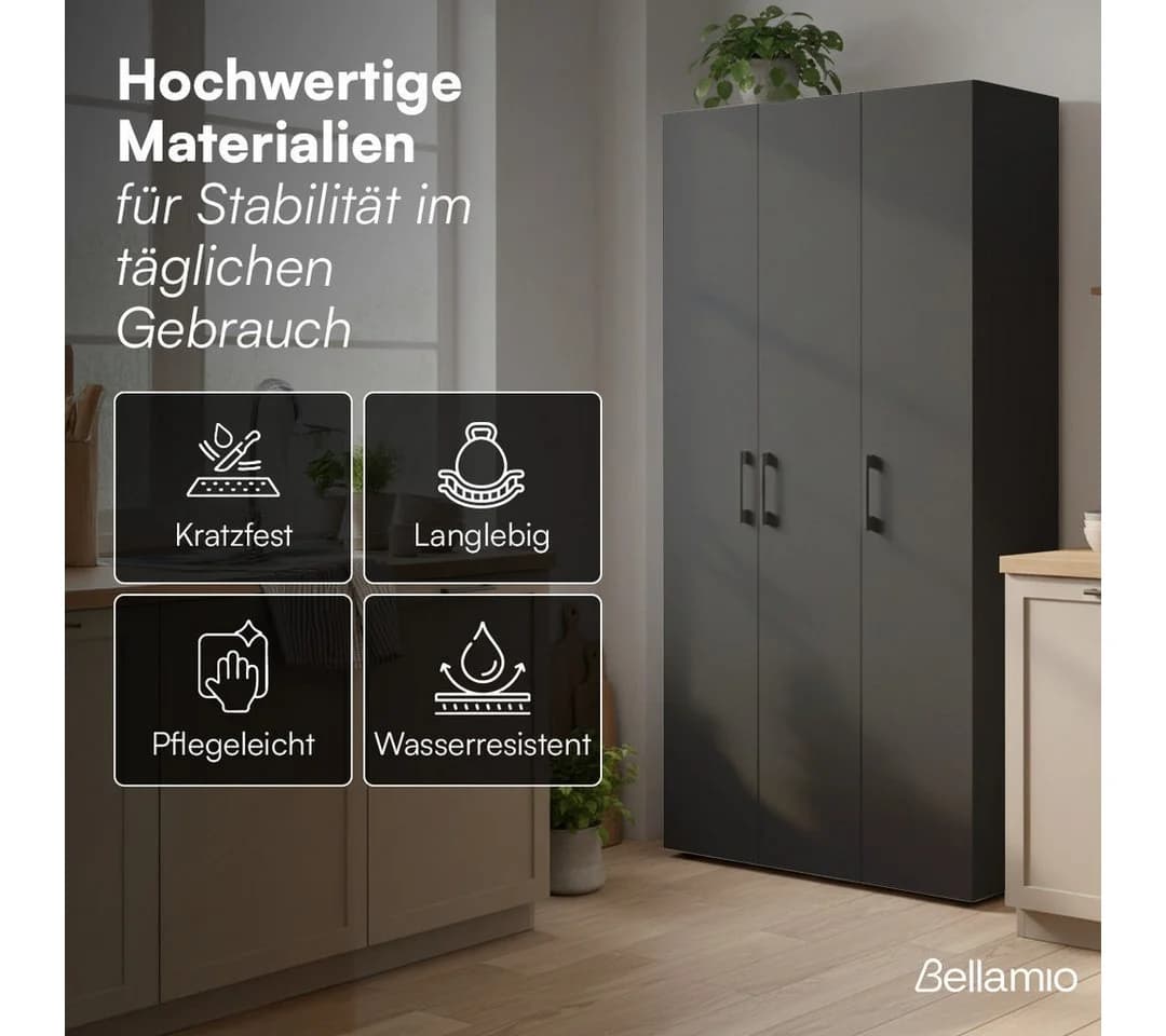 Bellamio Mehrzweckschrank Apol Anthrazitschwarz Akten- und Besenschrank - Bild 5