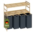 Bellamio Wäschekorb Newa Bambus Dunkelgrau 4 Fächer 200L Bild 2