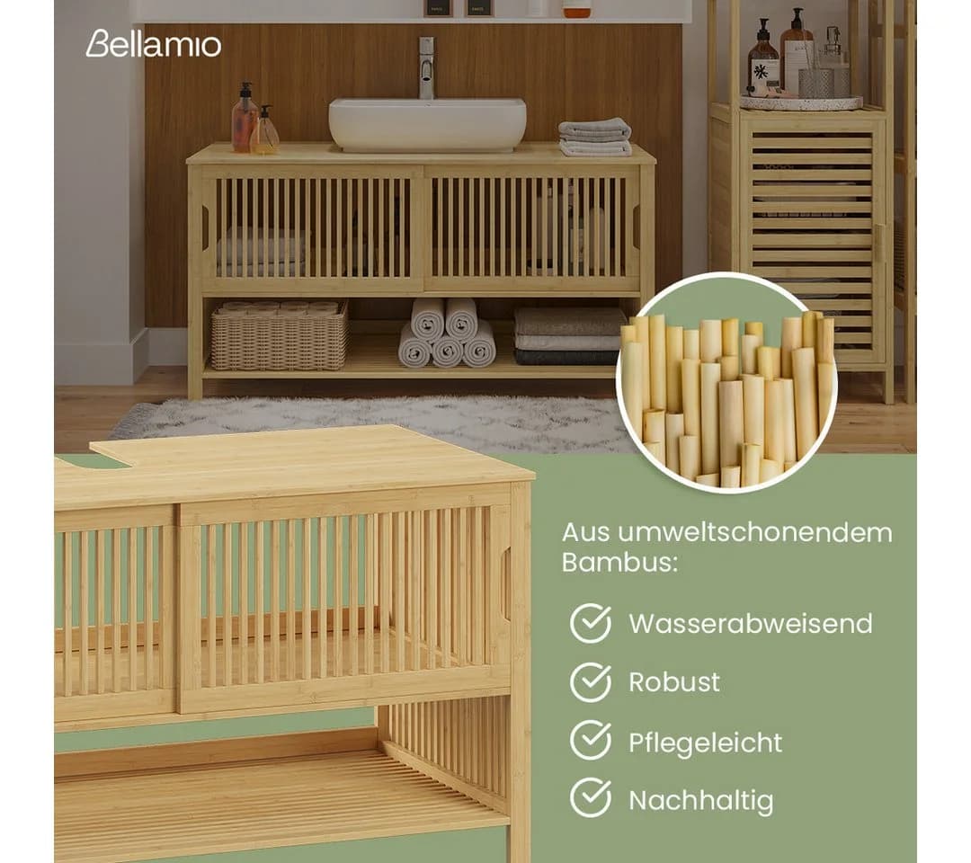 Bellamio Waschbeckenunterschrank Sava Bambus Natur - Bild 3