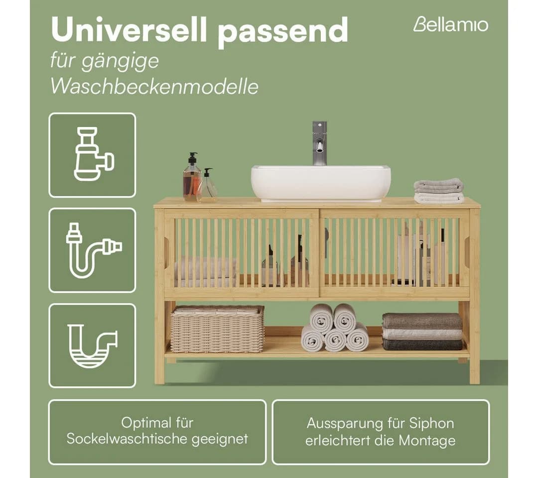 Bellamio Waschbeckenunterschrank Sava Bambus Natur - Bild 4