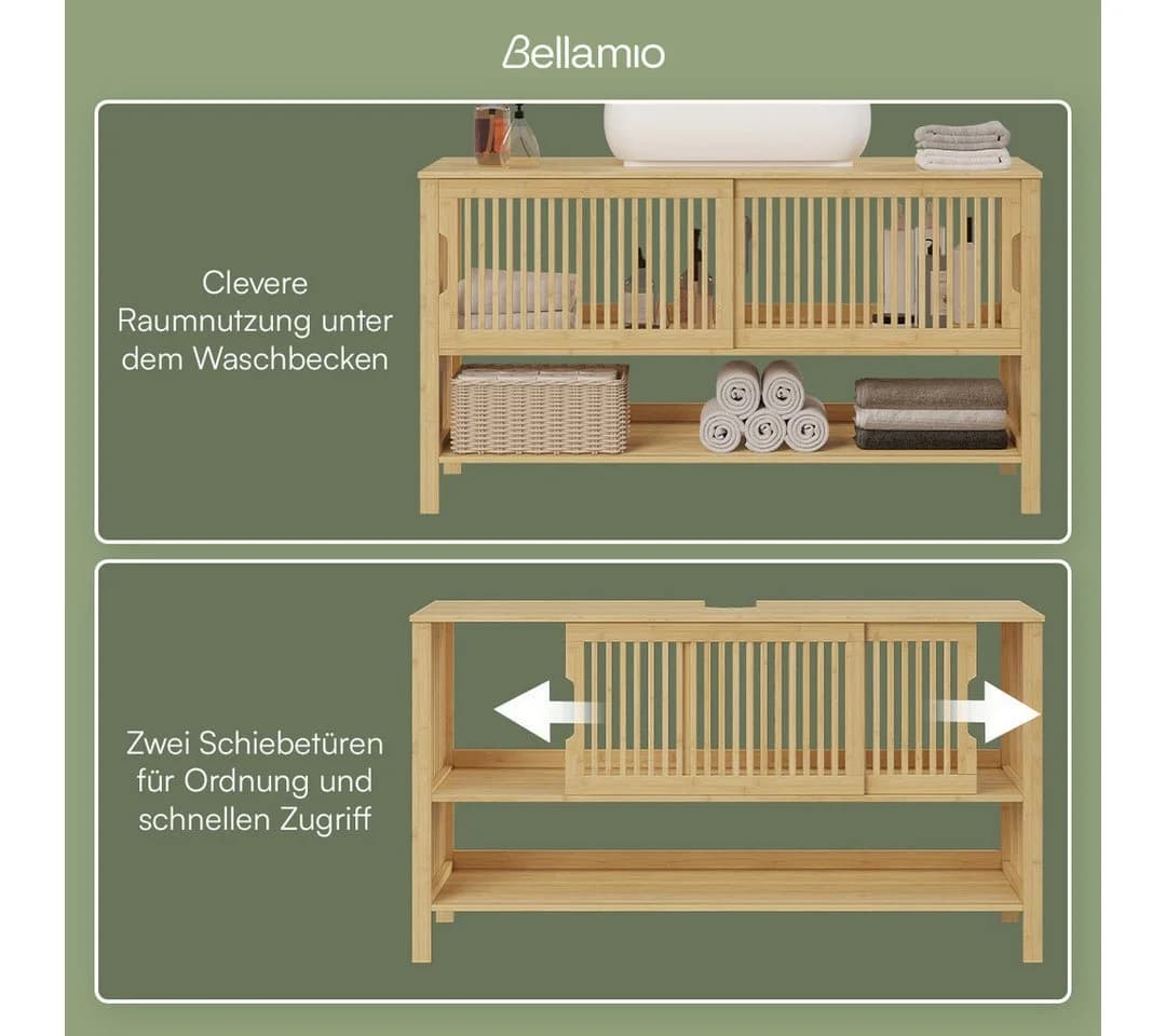 Bellamio Waschbeckenunterschrank Sava Bambus Natur - Bild 5