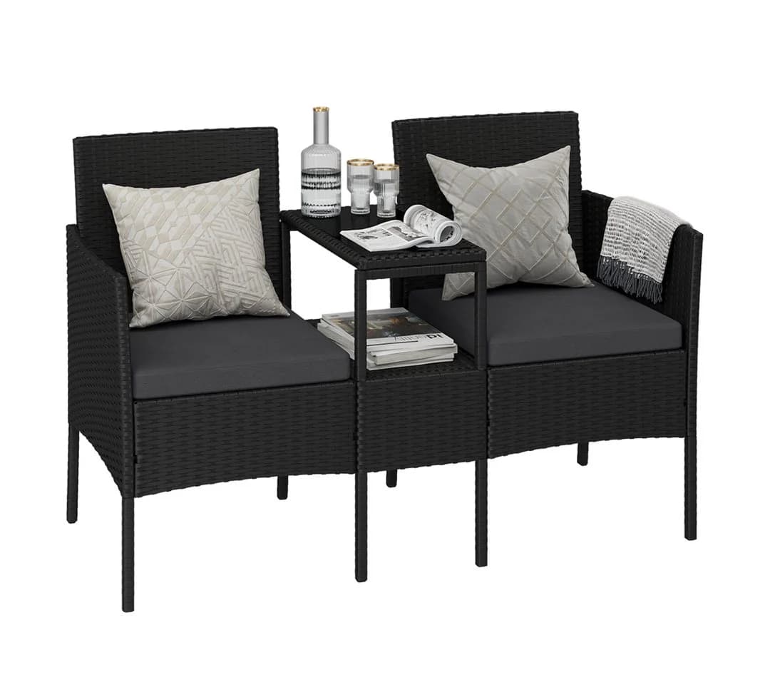 STEELSØN Velara Balkonset 2er Sofa mit Mitteltisch Schwarz/Anthrazit - Bild 2