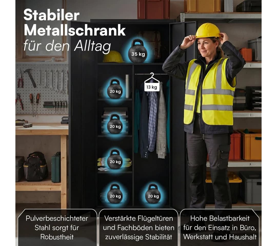STEELSØN Garderobenschrank Regulus Abschließbar Schwarz Stahl - Bild 3